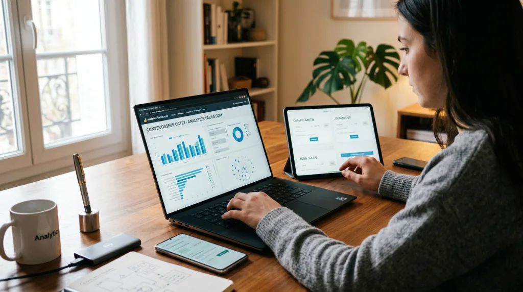 convertisseur octet sur analytics-facile.com : simplifiez vos conversions de données en ligne rapidement et facilement, de l'octet au gigaoctet et bien plus.